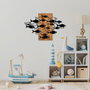 Wallity Shoal Accesorio de Pared de Madera y Metal Nogal y Negro